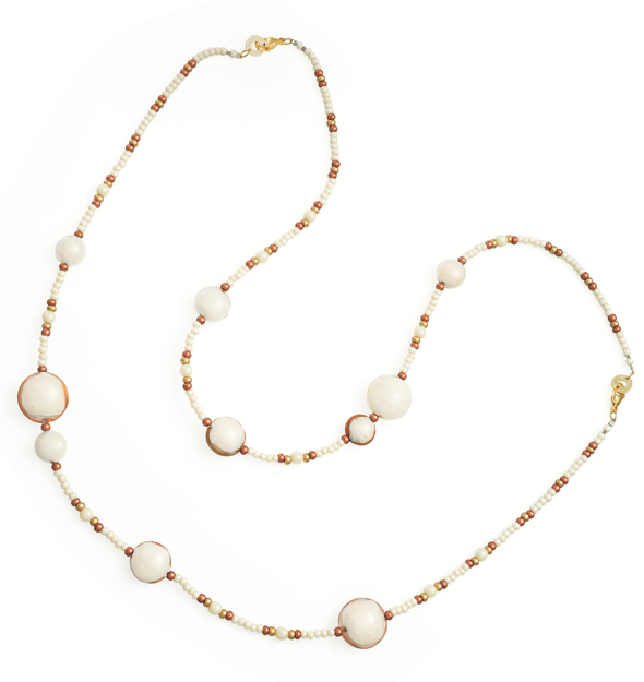 Picture of NECKLACE ANTICA MURINA MADEMOISELLE GIROC. DOPPIA LONG WITH BIG WHITE MOTIFS