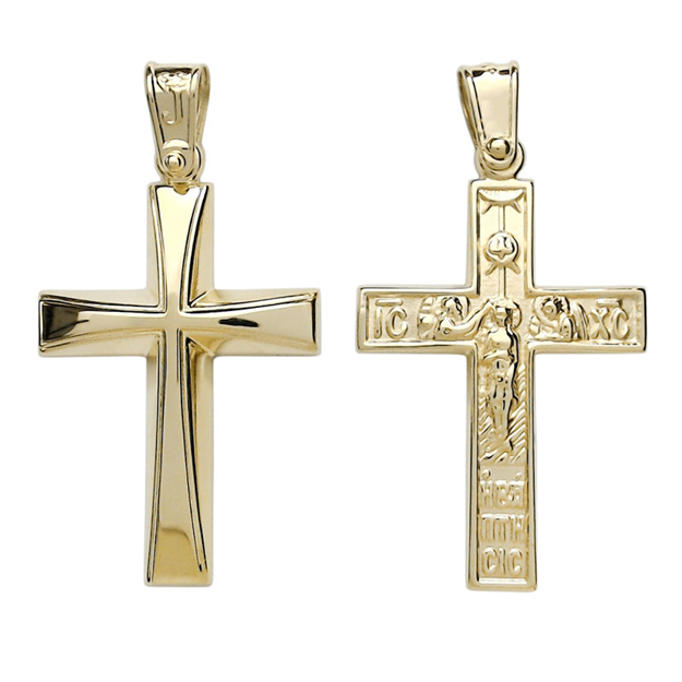 Picture of 14K YELLOW GOLD DOUBLE -SIDED MEN΄S CROSS