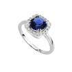 Picture of 14K WHITE GOLD RING - BLUE SQUARE ROSETTE