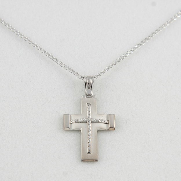 Picture of 14K WOMEN΄S WHITEGOLD CROSS K14 WITH CUBIC ZIRCONIA