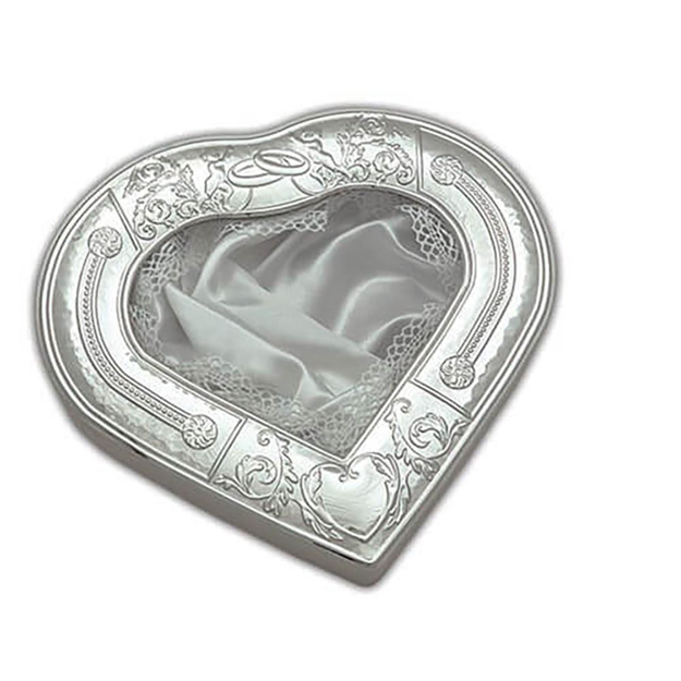 Picture of SILVER WEDDING CROWNS CASE - HEART WITH BROWN BASE 27,5 x29 cm
