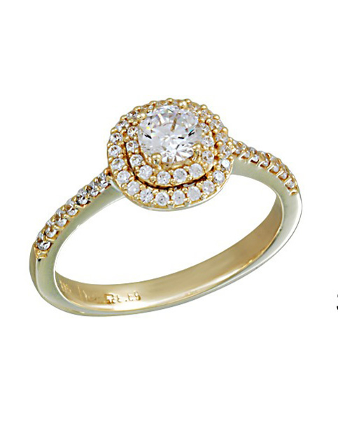 Picture of 14K GOLD RING TWIN PAVE ROSETTE WITH CUBIC ZIRCONIA